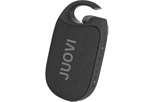 JUOVI Clip J1 Speaker Bluetooth Portatile, Altoparlante Wireless Compatto, Moschettone Integrato Waterproof e Resistente alla Polvere IP68, 24 Ore di Autonomia con Suono HD per Casa, Esterni (Nero)