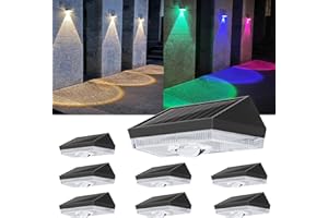 ELLASAY Solar Fence Lights Outdoor Garden,10 Color Modes Garden Lights Solar Powered Waterproof, Bright Solar Wall Lights for Outside Deck Patio Gate Yard Decoration-8Pack