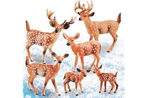 Binggunyo Animali da Foresta Figure, Educativi Giocattoli Renna di Natale,Statuetta di Cervo,Realistico Cervo dalla coda bianca Modello d'azione Plastica Animale selvatico Apprendimento