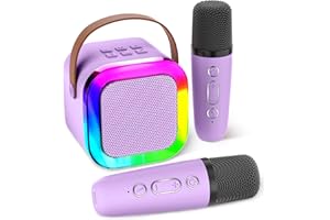 Aplsinvivi Karaoke Machines for Kids Adults, Mini Karaoke Machine with 2 Wireless Microphones, Kids Toys Birthday Gifts for Girls Ages 6, 7, 8, 9, 10, 12 +Year Old Family Home Party(Purple)