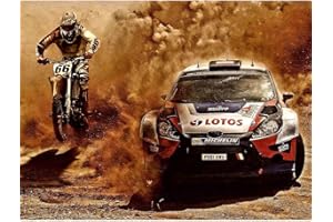 Wee Blue Coo Photograph Sport Motocross Bike Rally Car Dirt Race Wall Art Print Mur Décor 30 x 41 cm