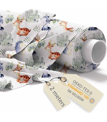 Tessuto Di Cotone Per Bambini Al Metro - 100% Cotone, Motivo Gatto Silhouette Bianco E Grigio (200x160 Cm)