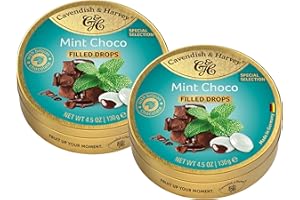 CAVENDISH AND HARVEY Cavendish & Harvey Mint Choco Drops 130g Dose im 2er Pack | Special Edition | Pfefferminzbonbons mit Schokoladefüllung | Vegan, Halal, Koscher | 2 x 130g