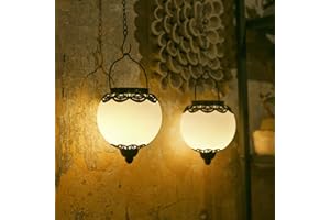 JOYCREATOR Latarnie solarne do użytku na zewnątrz, 2 sztuki, wodoszczelność IP65, latarnia solarna do użytku na zewnątrz, wisząca z ostrzem do wbijania w ziemię, metalowe lampy solarne LED do użytku