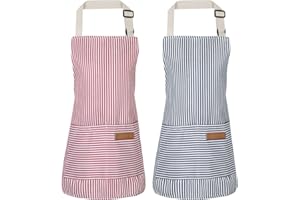 Livdouyu 2 Pack Kochschürze Kinder, Kinderschürze,Schürze Kinder Kochschürze Grillschürze Jungen Malkittel Kinder für Jungen und Mädchen Beim Kochen Malen Grillen