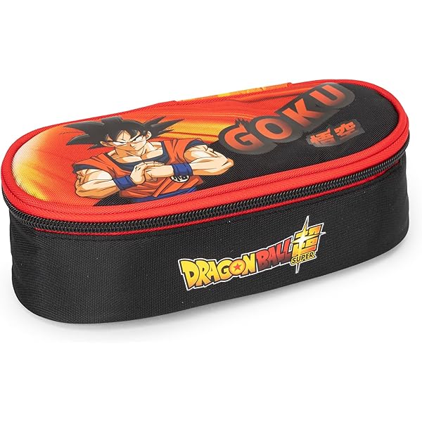 DRAGON BALL - Etui met 3 vakken voor meisjes en jongens, met georganiseerd interieur, vak met ritssluiting en pennenhouder - pennenetui van stof, 20 x 13 x 7 cm, Blauw, teglia unica, casual