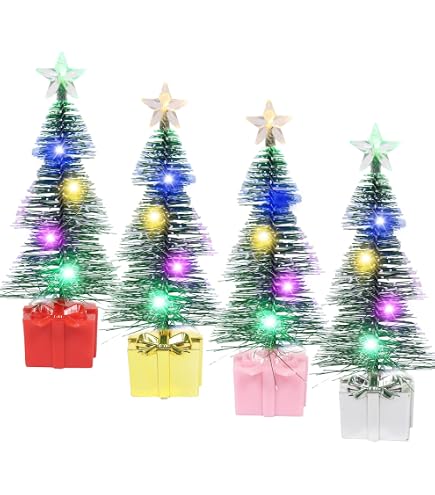 Mini Albero Di Natale Con Luci LED - 16 Cm, Alimentato A Batterie AAA, Per Tavolo, Casa E Ufficio