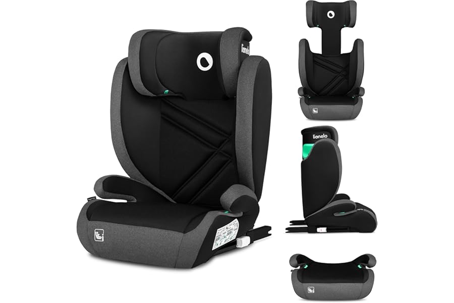 Lionelo Hugo I-size ISOFIX Car Seat with the Latest i-Size R129 Standard for Children Group 2-3 (100-150 cm) Headrest with 8 Levels, Memory Foam, Armrest, Protection