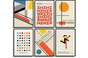 MONOKO® Bauhaus - Set di immagini astratte, poster vintage, rétro, stampe artistiche da parete, per soggiorno, 6 x A3, senza cornice