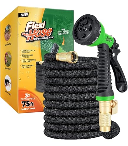 Tubo Da Giardino Espandibile Con Pistola A Spruzzo A 8 Getti Cinghia Robusta E Raccordi In Ottone Massiccio Tubo Da Giardino Flessibile E Antipiega Dimensioni 22 M Nero 88401599 - Foto 5