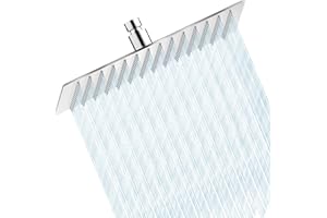 Regenduschkopf aus Edelstahl – HAUSPROFI feste Duschen mit Anti-Kalk-Silikondüsen – quadratisch 30 x 30 cm – gebürstetes Chrom-Finish