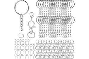 SZEBISOA 150 Unidades de anillas llaveros con Cadena, Set de Argollas para Llaveros, mosquetones pequeños tipo llavero, Accesorios para Hacer Llaveros DIY, Anillos de Llaveros con Cadena (Plata)
