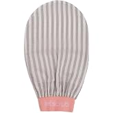 Let'scrub Premium Ecru Zebra Bath Shower Pouch Exfoliating Gloves 100% Flush Silk For Normal Skin