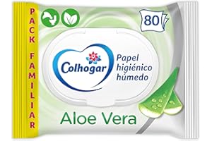 Colhogar Aloe x80 - Papel Higiénico Húmedo Desechable con Extracto de Aloe Vera - Sin Alcohol - Dermatológicamente Testado - Paquete de 80 Toallitas Húmedas y Desechables por WC