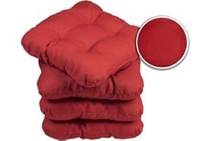 sunnypillow 4er Set Stuhlkissen 45x45 cm Bequeme 8cm Polsterauflage Auflage für Stühle/Bänke in Haus und Garten Sitzkissen Sitzauflage Gartenkissen viele Farben zur Auswahl Rot