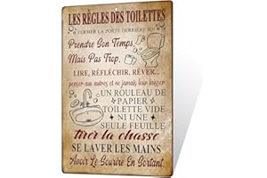 Putuo Decor Plaque Métallique Règles des Toilettes, Panneau Humour en Aluminium pour WC et Salle de Bain, 30x20 cm