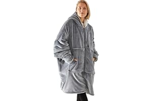 Vancavoo Manta con Capucha Sudadera Calentita Grande Pullover Mullido de Doble Capa Manta de TV Súper Suave y Cálida para Mujere Hombres Talla Unica Chaqueta con Bolsillos Oversize
