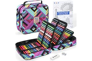 H & B Set di 120 matite colorate a base di olio, set da disegno professionale con libro da colorare, set artistico per adulti, artisti, principianti, bambini