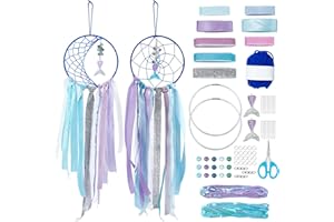 INFUNLY 2 Set Mermaid Dream Catcher DIY Dream Catcher Making Kit Handmade Boho Dream Catchers for Bedroom Wall Decor Nursery Baby Room Hanging