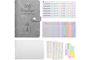 HARNYLOOM Cuaderno de hojas sueltas A6 Reto de 100 días para ahorrar dinero Planificador de presupuesto Cuaderno de hojas sueltas (Gris)