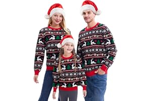 Giggling Getup Dopasowany rodzinny sweter bożonarodzeniowy, słodki świąteczny sweter z długim rękawem, czarny brzydki sweter bożonarodzeniowy