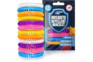 ‎ACTIVE ERA Active Era Mückenschutz Armband (12 Stk), Mückenabwehr Outdoor, Camping - Mückenarmband für Kinder & Erwachsene - Natürlicher Anti Mücken Schutz, Wasserfest, 10 Tage Schutz, 100% DEET frei - Bunt