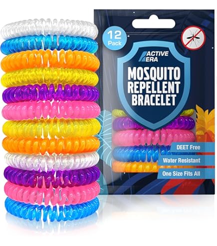 Active Era Bracelet Anti-moustique [Pack De 12] Bracelets Anti-insectes, Anti-moustiques - Formule Sans DEET, Imperméable Avec 250 Heures/10 Jours De Protection Pour Les Adultes Et Les Enfants De 3