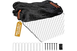 MOKHT 7.5m x 15m Vogelschutznetz, Vogelnetz mit 2.5cm Feinmaschig für Gartennetz, Teichnetz als Katzennetz für Balkon, UV-beständig Obstbäumenetz Laubnetz mit 6 Bodenanker