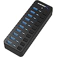 Sabrent 10-Port 60W USB 3.0 Hub with Individual Power Switches and LEDs Includes 60W 12V/5A Power Adapter (HB-BU10)