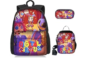 YOTOTY The Digital Circus Clown Zaini 3pcs Spalla Scuola Libro Borsa Zaino Zaino Zaino Leggero Scuola, Borse Pasto, Borse Penne, Incredibile Circo Digitale Anime Zaini