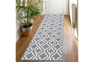 SHACOS Grey Runner Rugs for Hallway 60 x 180 cm Non Slip Hallway Rug Hall Runners Washable, Door Runner, Carpet Runners for Kitchen Entryway Laundry