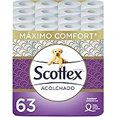 Scottex Acolchado Papel Higiénico 63 rollos con 3 capas de confort y suavidad