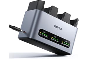 llano 30W LP-E6NH LP-E6P Battery Charger: Fast Three Slot for Canon Camera Batteries EOS R5/R6/R7 Mark Il, 5D/6D/7D Mark Il/llI/IV, 60D/70D/80D/90D, USB-C, LED, Durable CNC Aluminum
