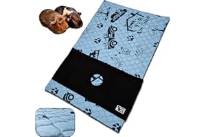 NEO SOLVO Tapis Qui remplace la Litière pour Cochon d'Inde avec cachette Poche Tunnel Polaire - 70cm x 105cm Cage et Enclos 2x3 - Absorbant et Confortable - Facile à Nettoyer - Pliable