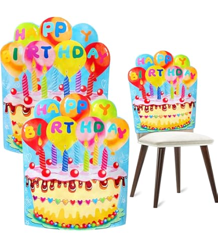 Set van 2 stoelhoezen voor klaslokaalstoel, 60 x 50 cm, herbruikbare en wasbare feestdecoratie voor scholierenverjaardagen, leraren en schoolfeesten (2, B