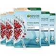 Garnier - Coffret 5 Masques Tissus Hydratants et Repulpants - Enrichi en Acide Hyaluronique et Grenade - Formule Vegan - Peau