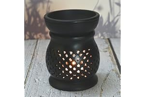 India House Difusor de Aroma Quemador de Aceite, Soporte para Velas de té de esteatita, Trabajo Jali Tallado a Mano, esteatita, para aromaterapia