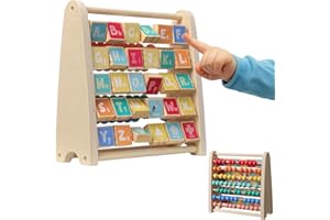 Navaris Mesa de Actividades Bebe 1 Año - Abaco para Niños Infantil y Abecedario Montessori Inglés - Abaco Montessori de Madera con Alfabeto - Abacos para Niños Infantil +1 Año