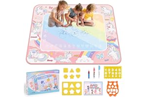 Damcyer Wasser Doodle Matte,80 x 100 CM Magic Doodle Matte, Aqua Magic Doodle Malmatte,Wiederverwendbare Drawing Painting Matte, für Kleinkinder, Jungen, Mädchen, Lernspielzeug Geschenk,Einhorn