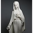Virgin Mary Mother of Jesus Holy Our Lady of Rose Madonna Statue Cast Alabaster