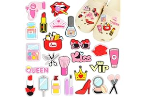 PWSAP 24PCS Ciondoli per Scarpe, Graziosi Scarpa Charms a Tema Cosmetico includono Rossetto Fondotinta Specchio Tacchi Alti,PVC Accessori Decorativi per Sandali Clog, Regalo di Compleanno per Ragazze Donne