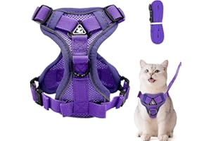 GRANTOP Regulowana uprząż dla kotów, odporna na zerwanie, uprząż dla kota ze smyczą, miękka, dla kotów, psów, szczeniąt (ciemnofioletowy, S)