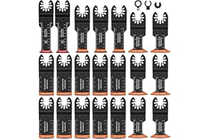 RETROK 21 hojas de sierra oscilantes para madera y metal, hojas de sierra multiherramienta afiladas bimetálicas largas 40-70 mm, hojas de sierra de arco de acero de alto carbono para Bosc h Fei-n Makit-a