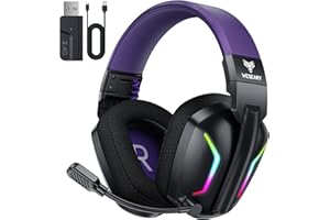 WESEARY WG1 Cuffie Gaming Wireless, 2,4 GHz Cuffie Gaming con Microfono per PS5, PS4, PC, Switch, Mac, Mobile, Cuffie per PS5 con Stereo, Cuffie Bluetooth Over Ear con Luce LED, Batteria da 50 Ore