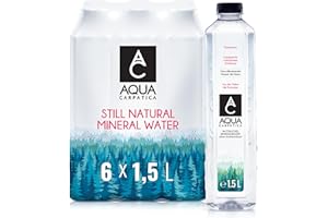 ‎AQUA CARPATICA AQUA CARPATICA 1.5L x 6 Still Water Premium Natürliches Mineralwasser, Mit Natürlichen Elektrolyten, 100% Recycelbar, BPA Frei, Ohne Kohlensäure, Perfekt für die Zubereitung von Babynahrung