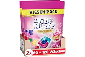 ‎WEIßER RIESE Weißer Riese Color Trio-Caps Aromatherapie Orchidee (120 Waschladungen), Color Waschmittel mit Good Mood-Duft für ein riesig langes Dufterlebnis und strahlend saubere Wäsche, 100% recycelbar