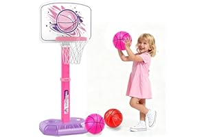 MOMOSTAR Canestro Basket Bambini, Canestro Basket Esterno e Interno, Altezza Regolabile 70-140cm, Giochi da Esterno per Bambini, Regali di Compleanno per Bambini 3 4 5 6 Anni