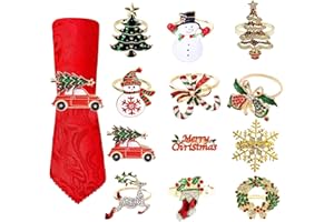 BOTEWO 12 Piezas Servilleteros Navideños: Conjunto de Anillos Metálicos Dorados Duraderos para Decorar Servilletas y Embellecer la Mesa en Navid