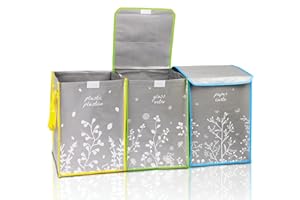 iBoscoly Set di 3 Contenitori Pattumiera Raccolta Differenziata con Coperchio - DESIGN moderno - Bidoni Immondizia per Raccolta Spazzatura Riciclaggio e Rifiuti - (Elegance Edition)