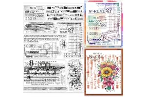 GLOBLELAND Tampons Transparents de Fond Vintage pour la Fabrication de Cartes Fond de Texte Rétro Tampons Transparents pour Album Photo Journal Décoration de la Maison